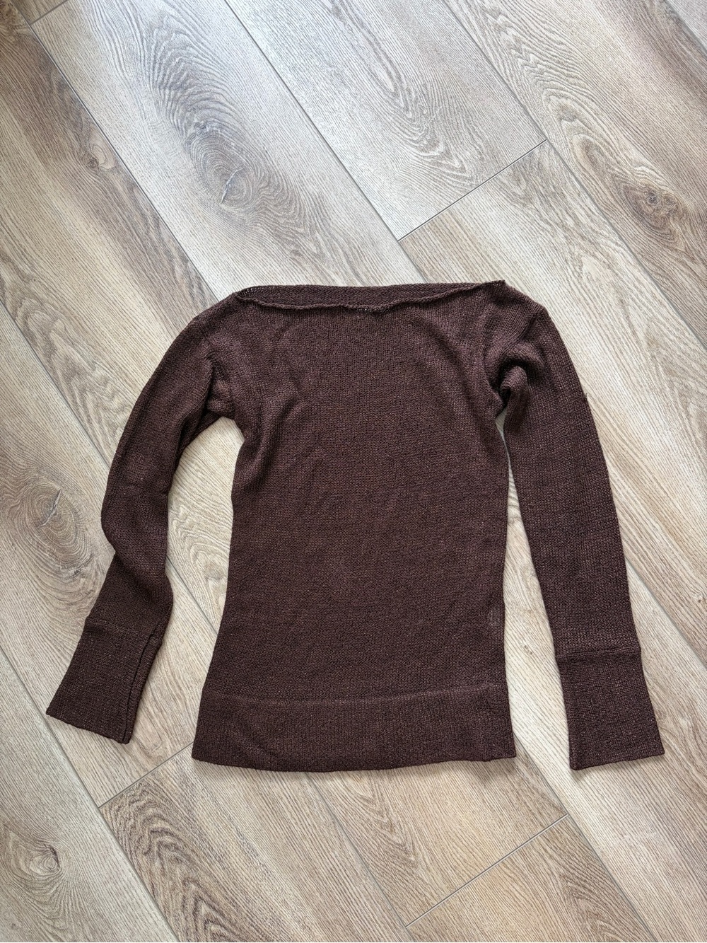 Womenβs Lightweight Boatneck Sweater - metallic Brown